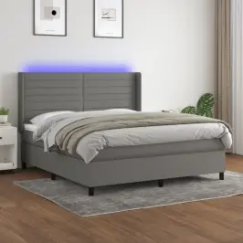 Atsperu Gulta Ar Matraci, Led, Tumši Pelēks Audums, 160X200 Cm Vidaxl Atsperu Gulta Ar Matraci, Led, Tumši Pelēks Audums, 160X200 Cm Vidaxl