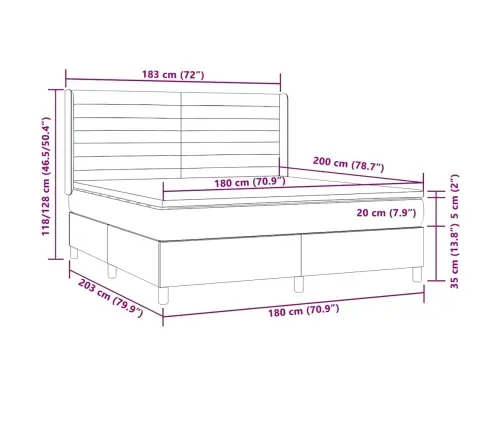 Atsperu Gulta Ar Matraci, Led, Tumši Brūns Audums, 180X200 Cm Vidaxl