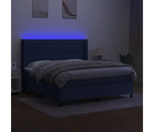 Lova Su Spyruoklėmis/Čiužiniu/Led, Mėlyna, 180X200 cm Audinys