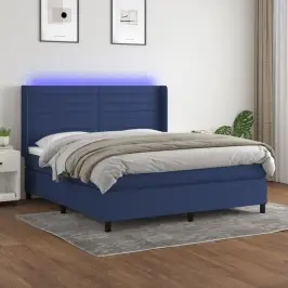 Lova Su Spyruoklėmis/Čiužiniu/Led, Mėlyna, 180X200 cm Audinys Lova Su Spyruoklėmis/Čiužiniu/Led, Mėlyna, 180X200 cm Audinys