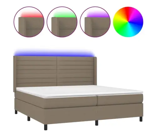 Lova Su Spyruoklėmis/Čiužiniu/Led, Taupe, 200X200 cm Audinys