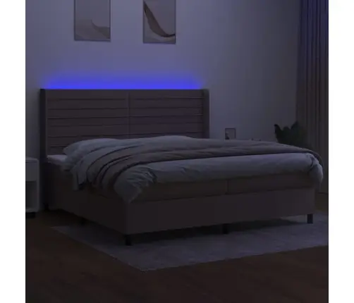 Lova Su Spyruoklėmis/Čiužiniu/Led, Taupe, 200X200 cm Audinys