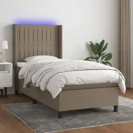 Lova Su Spyruoklėmis/Čiužiniu/Led, Taupe, 90X200 cm Audinys Lova Su Spyruoklėmis/Čiužiniu/Led, Taupe, 90X200 cm Audinys
