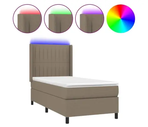 Atsperu Gulta Ar Matraci, Led, Pelēkbrūns Audums, 100X200 Cm Vidaxl