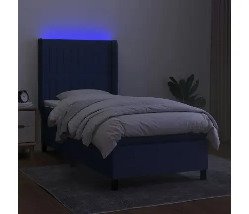 Lova Su Spyruoklėmis/Čiužiniu/Led, Mėlyna, 100X200 cm Audinys Lova Su Spyruoklėmis/Čiužiniu/Led, Mėlyna, 100X200 cm Audinys