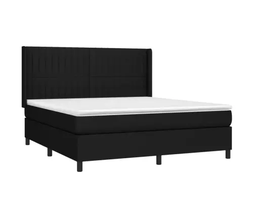 Atsperu Gulta Ar Matraci, Led, Melns Audums, 180X200 Cm Vidaxl