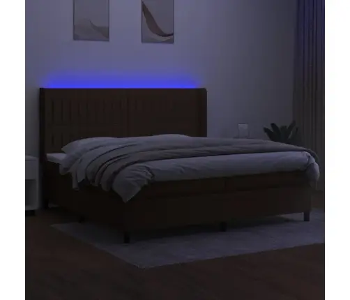 Lova Su Spyruoklėmis/Čiužiniu/Led, Ruda, 200X200 cm Audinys