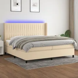 Kontinentaalvoodi Madrats Ja Led, Kreemjas, 200X200 cm Kangas