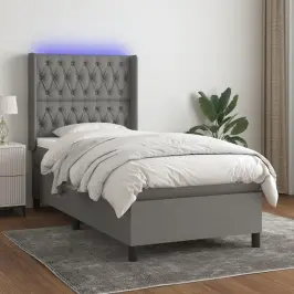 Atsperu Gulta Ar Matraci, Led, Tumši Pelēks Audums, 100X200 Cm Vidaxl