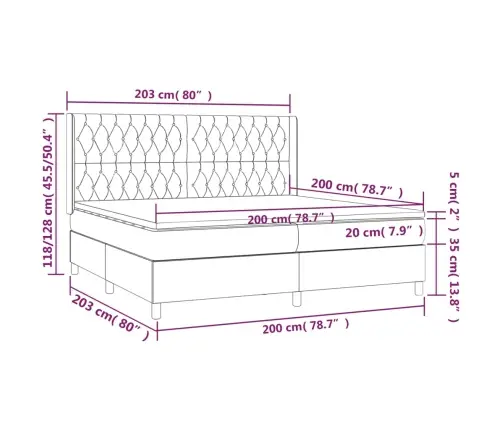 Kontinentaalvoodi Madrats Ja Led, Must, 200X200 cm Kangas