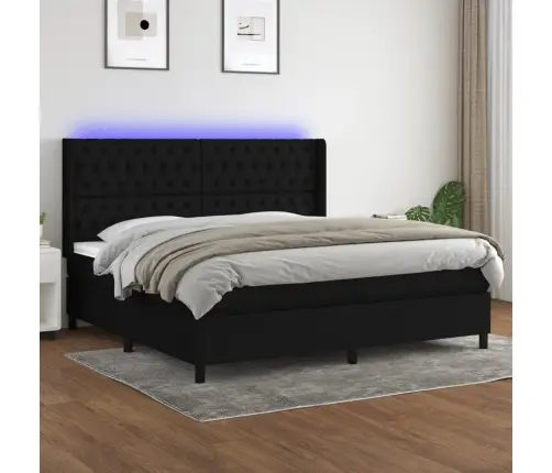 Kontinentaalvoodi Madrats Ja Led, Must, 200X200 cm Kangas