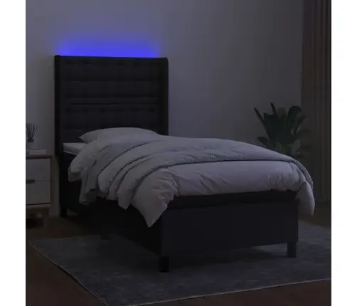 Lova Su Spyruoklėmis/Čiužiniu/Led, Juoda, 90X200 cm Audinys