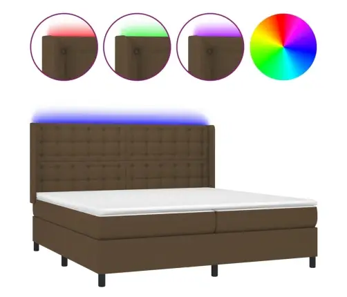 Lova Su Spyruoklėmis/Čiužiniu/Led, Ruda, 200X200 cm Audinys