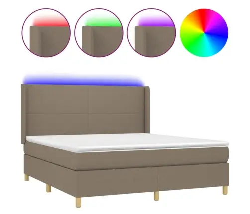 Lova Su Spyruoklėmis/Čiužiniu/Led, Taupe, 160X200 cm Audinys