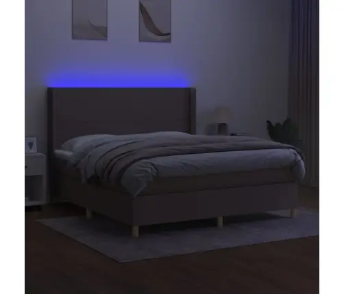 Lova Su Spyruoklėmis/Čiužiniu/Led, Taupe, 180X200 cm Audinys