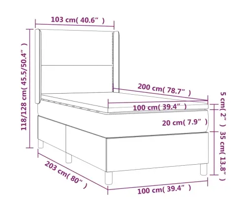 Kontinentaalvoodi Madrats Ja Led, Must, 100X200 cm Kangas