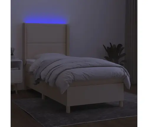 Lova Su Spyruoklėmis/Čiužiniu/Led, Kreminė, 100X200 cm Audinys