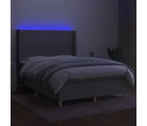 Lova Su Spyruoklėmis/Čiužiniu/Led, Pilka, 140X200 cm Audinys