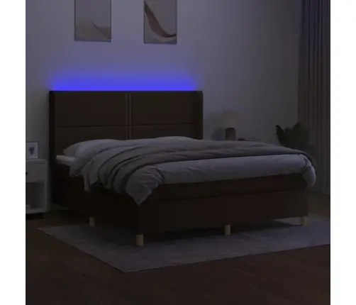 Atsperu Gulta Ar Matraci, Led, Tumši Brūns Audums, 180X200 Cm Vidaxl
