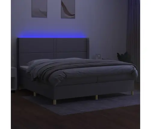 Lova Su Spyruoklėmis/Čiužiniu/Led, Pilka, 200X200 cm Audinys