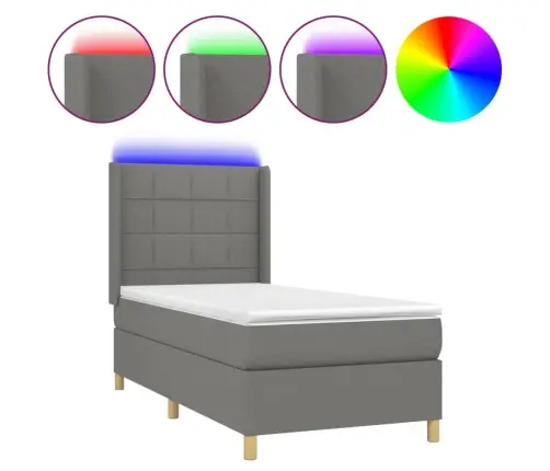 Kontinentaalvoodi Madrats Ja Led, Tumehall, 90X190 cm Kangas