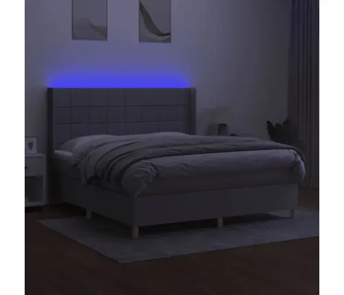 Atsperu Gulta Ar Matraci, Led, Gaiši Pelēks Audums, 160X200 Cm Vidaxl