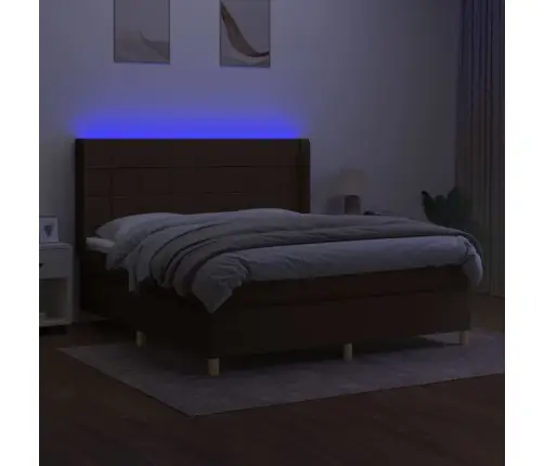 Atsperu Gulta Ar Matraci, Led, Tumši Brūns Audums, 160X200 Cm Vidaxl