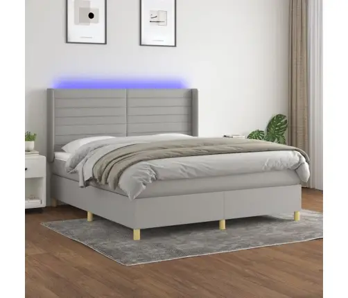 Kontinentaalvoodi Madrats Ja Led, Helehall, 180X200 cm Kangas