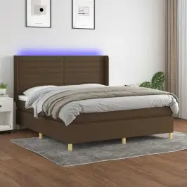 Kontinentaalvoodi Madrats Ja Led, Tumepruun, 180X200 cm Kangas Kontinentaalvoodi Madrats Ja Led, Tumepruun, 180X200 cm Kangas