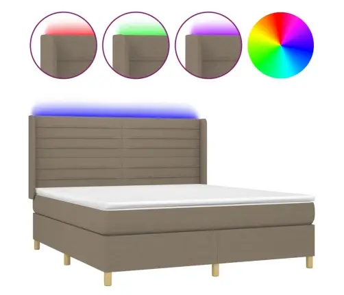 Atsperu Gulta Ar Matraci, Led, Pelēkbrūns Audums, 180X200 Cm Vidaxl