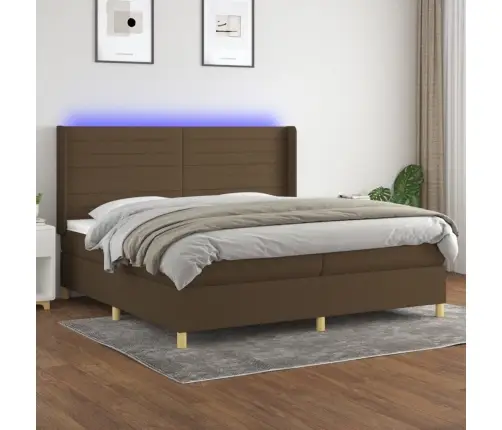 Kontinentaalvoodi Madrats Ja Led, Tumepruun, 200X200 cm Kangas