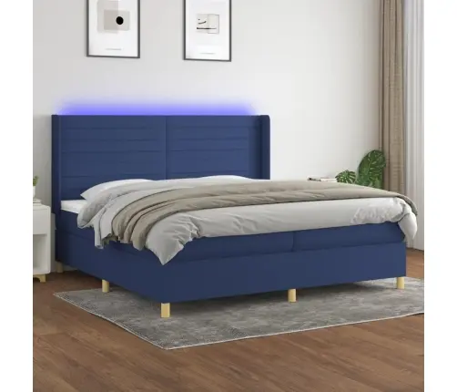Kontinentaalvoodi Madrats Ja Led, Sinine, 200X200 cm Kangas