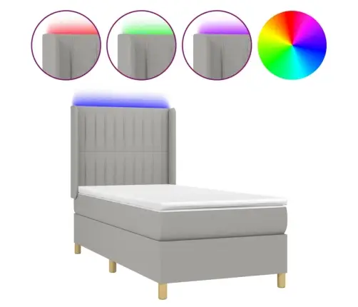 Lova Su Spyruoklėmis/Čiužiniu/Led, Pilka, 90X190 cm Audinys