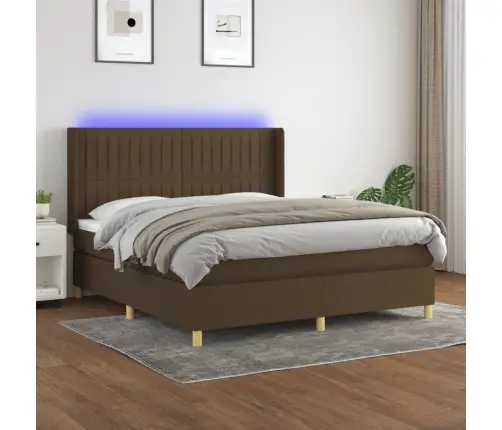 Kontinentaalvoodi Madrats Ja Led, Tumepruun, 160X200 cm Kangas