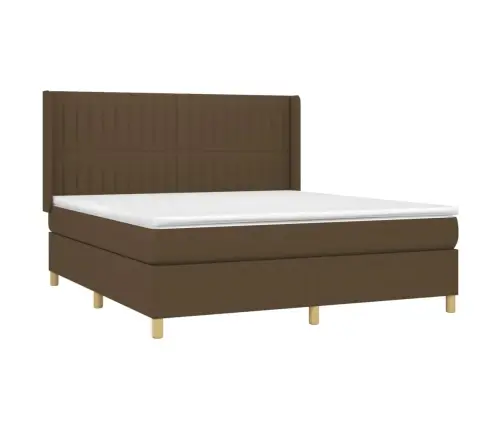 Atsperu Gulta Ar Matraci, Led, Tumši Brūns Audums, 180X200 Cm Vidaxl