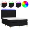 Atsperu Gulta Ar Matraci, Led, Melns Audums, 140X190 Cm Vidaxl