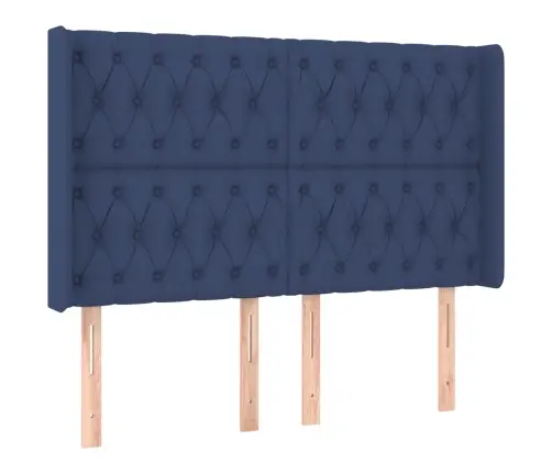 Atsperu Gulta Ar Matraci, Led, Zils Audums, 140X190 Cm Vidaxl