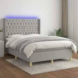 Atsperu Gulta Ar Matraci, Led, Gaiši Pelēks Audums, 140X200 Cm Vidaxl Atsperu Gulta Ar Matraci, Led, Gaiši Pelēks Audums, 140X200 Cm Vidaxl