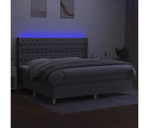 Lova Su Spyruoklėmis/Čiužiniu/Led, Pilka, 200X200 cm Audinys