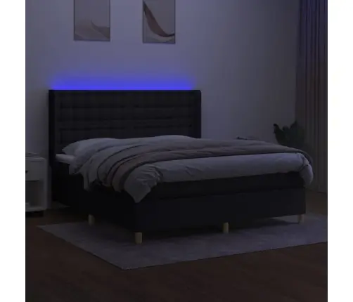 Atsperu Gulta Ar Matraci, Led, Melns Audums, 180X200 Cm Vidaxl Atsperu Gulta Ar Matraci, Led, Melns Audums, 180X200 Cm Vidaxl