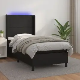 Atsperu Gulta Ar Matraci, Led, Melna, 80X200 Cm, Mākslīgā Āda Vidaxl Atsperu Gulta Ar Matraci, Led, Melna, 80X200 Cm, Mākslīgā Āda Vidaxl