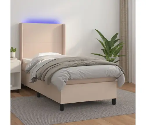 Atsperu Gulta Ar Matraci, Led, Kapučīno, 100X200 Cm Vidaxl