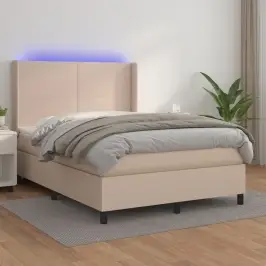 Atsperu Gulta Ar Matraci, Led, Kapučīno, 140X200 Cm Vidaxl Atsperu Gulta Ar Matraci, Led, Kapučīno, 140X200 Cm Vidaxl
