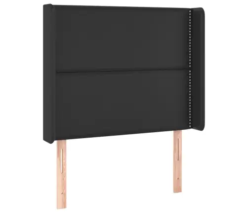 Atsperu Gulta Ar Matraci, Led, Melna, 100X200 Cm, Mākslīgā Āda Vidaxl