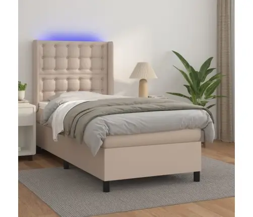 Lova Su Spyruoklėmis/Čiužiniu/Led, Kapučino, 90X200 Cm Dirbtinė