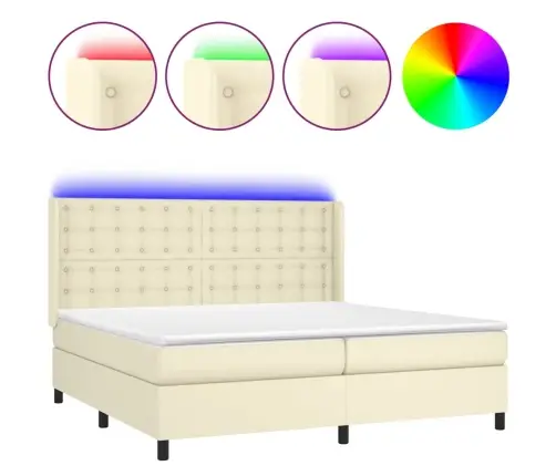 Atsperu Gulta, Matracis, Led, Krēmkrāsas, 200X200 Cm Vidaxl