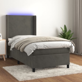 Kontinentaalvoodi Madrats Ja Led, Tumehall, 80X200 cm Samet