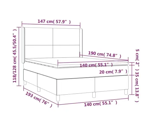 Kontinentaalvoodi Madrats, Led, Tumesinine, 140X190 cm Samet