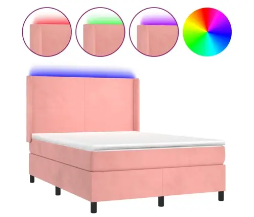 Kontinentaalvoodi Madrats, Led, Roosa, 140X200 cm Samet