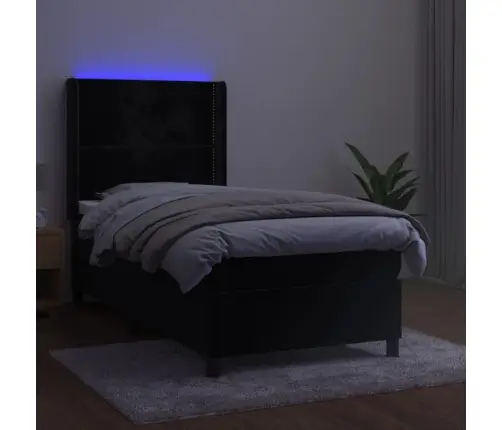 Lova Su Spyruoklėmis/Čiužiniu/Led, Juoda, 80X200cm Aksomas